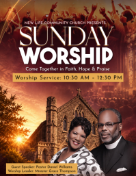 Marron Sunday Worship Service Flyer Template