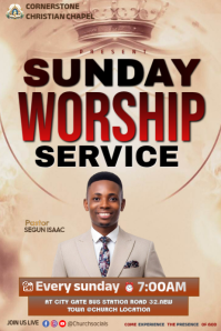 Brown Sunday Worship Service Poster Template