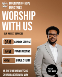 Brown Church Service Instagram Portrait Template