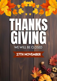 Brown Professional Thanksgiving Holiday A6 template