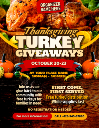 Brown Professional Thanksgiving Turkey Giveaways  Flyer (us Letter) template