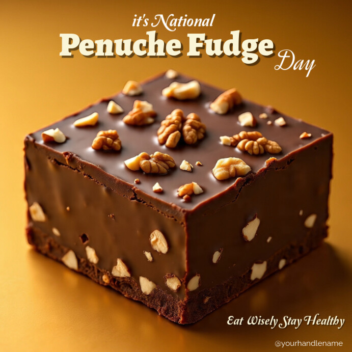 Brown Professional vintage National Penuche Fudge Day Instagram Post template