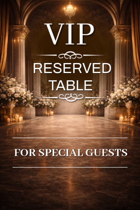 Vip Event Resevered Signage Brown Professional VIP Reserved Table Poster. VIP Reserved Table Sign ...
