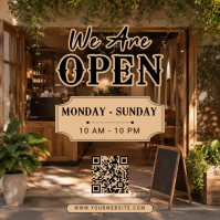 Brown Professional We Are Open Instagram Post template