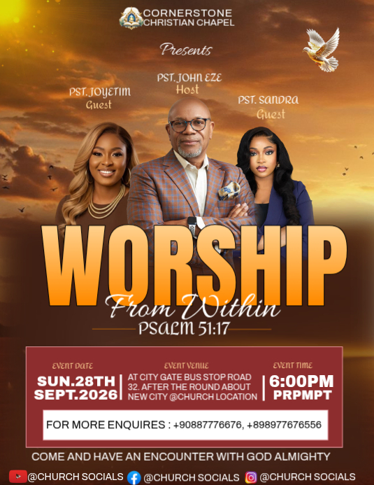 Brown Professional Worship Event Flyer Template | PosterMyWall