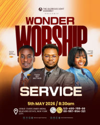棕色 Worship Service Event Instagram Portrait Template