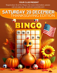 brown Professionale Bingo Thanksgiving Holiday Flyer Free  Volantino (us Letter) template