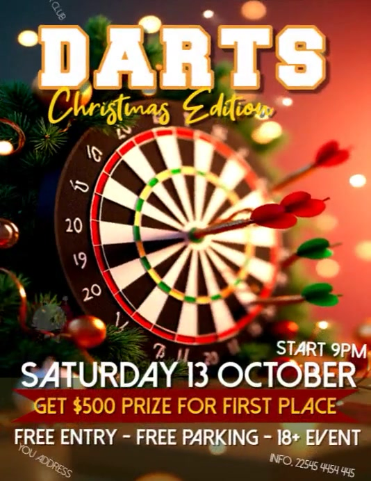 Brown Professionale Darts Christmas Edition Volantino (us Letter) 传单(美国信函) template