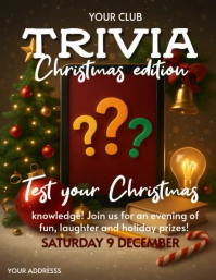 Brown Christmas Trivia Event Flyer Template