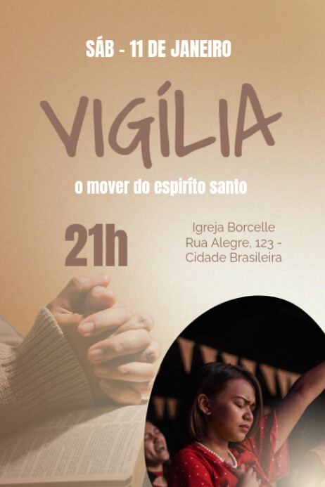 Brown Profissional Convite Vigília Cartaz template
