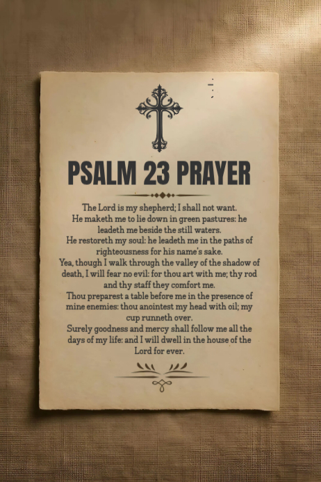 Brown Psalm 23 Prayer Wall Art Poster | Christian Bible Verse for Home ...