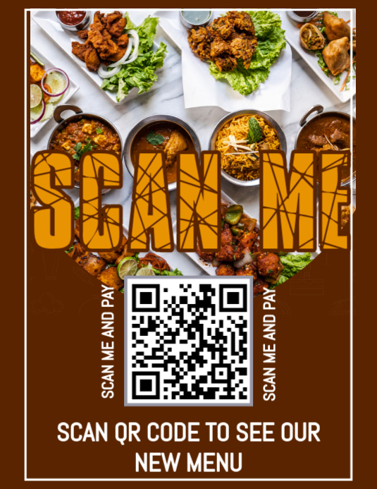 Brown QR Code Menu Flyer Template | PosterMyWall
