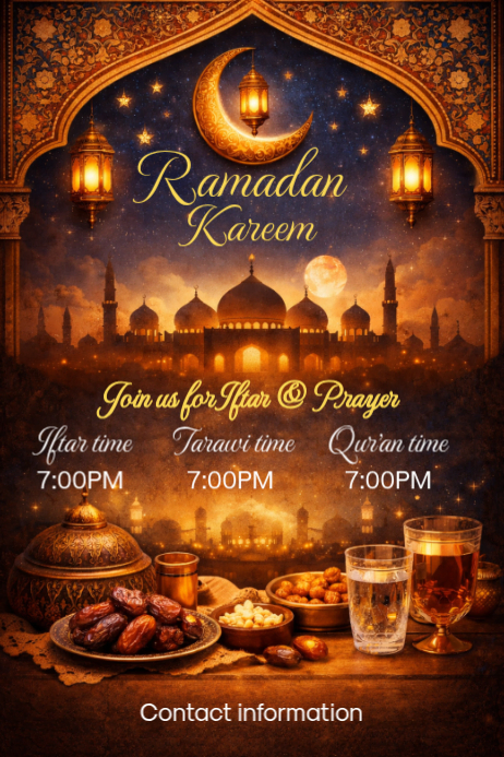 Copy of Brown Ramadan Iftar and Prayer Event Poster | PosterMyWall