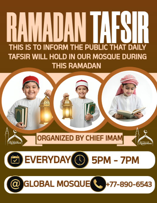 Brown Ramadan Tafsir Event Flyer Template | PosterMyWall