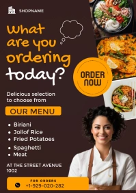 Brown  Restaurant Food Flyer A3 template
