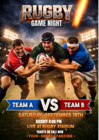 Brown Rugby Game Night A4 Video template