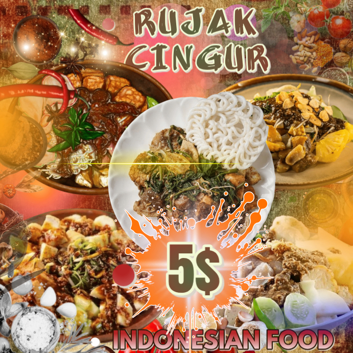 Brown Rujak Cingur Indonesian Food Promotion Instagram Post Template ...