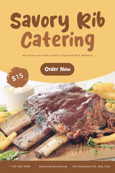 Che Rib Poster Brown Savory Rib Catering Poster Templat | PosterMyWall