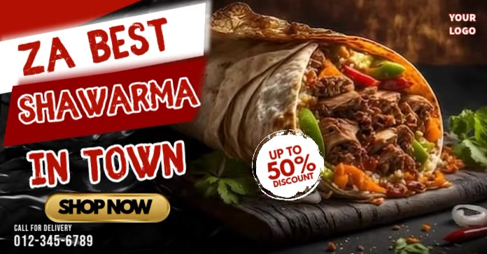 Copy of Brown Shawarma Promotion Facebook Shared Image Video | PosterMyWall