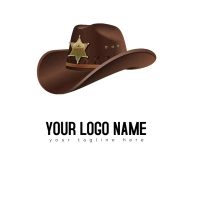 Brown Sheriff hat illustration Logo template