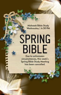 Brown Spring Bible Study Meeting Cancelled Tabloid template