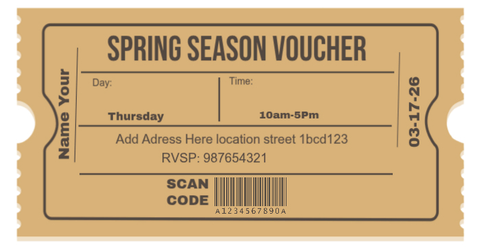 Brown Spring Gift Voucher Ticket Facebook Shared Image Template ...