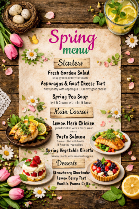 Brown Spring Menu Posters Template | PosterMyWall