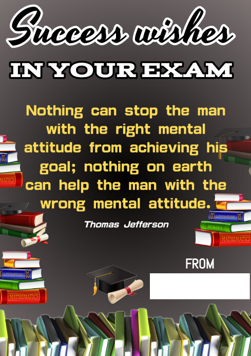 Sample Event Success Message Brown Success Wishes In Your Exams Card Desig Template | PosterMyWall