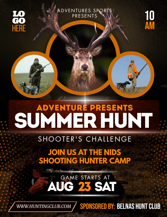Brown Summer Hunting Compeition Flyer Templat Template | PosterMyWall