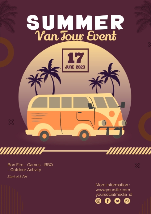 Van Ride Flyer Brown Summer Van Tour Event Flyer Templat | PosterMyWall
