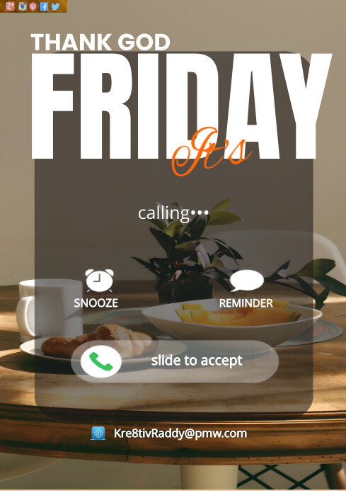 Brown Thank God It's Friday Caller Id A4 Template | PosterMyWall