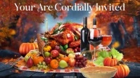 Brown  Thankgiving Dinner Invitation Video Digital Display (16:9) template
