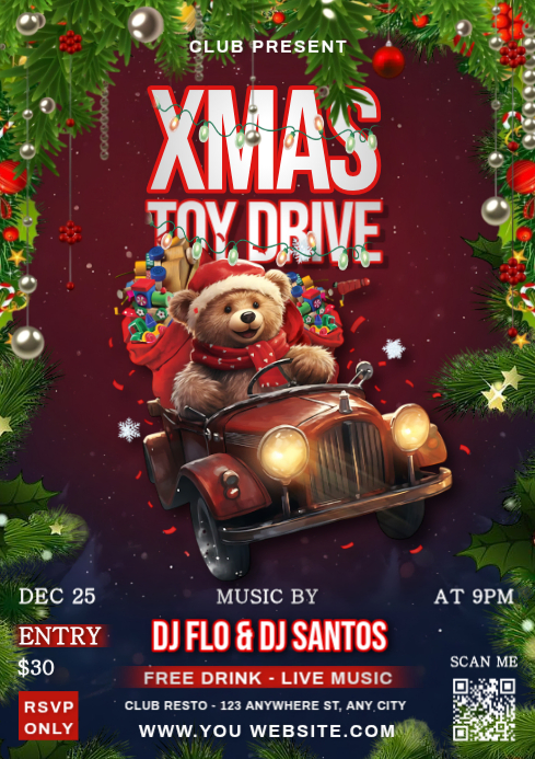 Brown Toy Drive A4 template