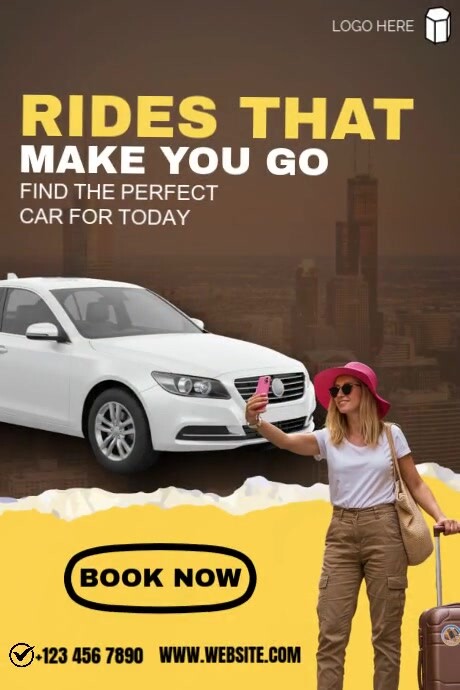 Brown Typographic Afforadable Car Rental Service Template Poster ...