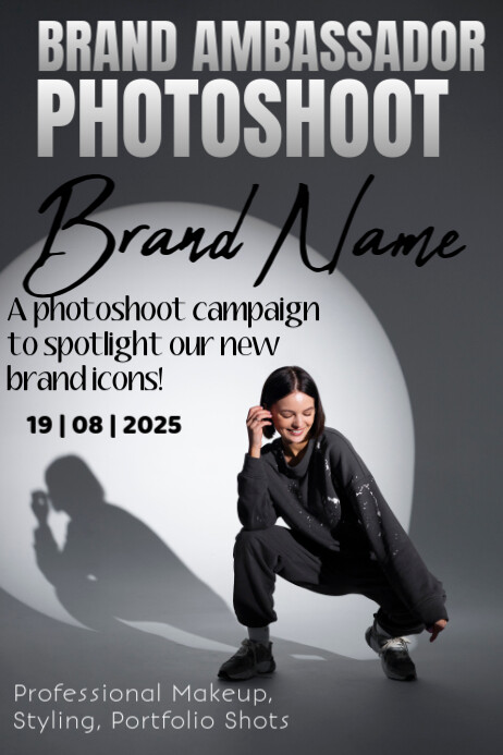 Brown Typographic Brand Ambassador Photoshoot  Poster Cartaz template