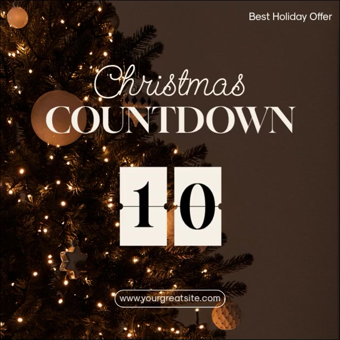 Brown Typographic Christmas Countdown Sale Square Video Template ...