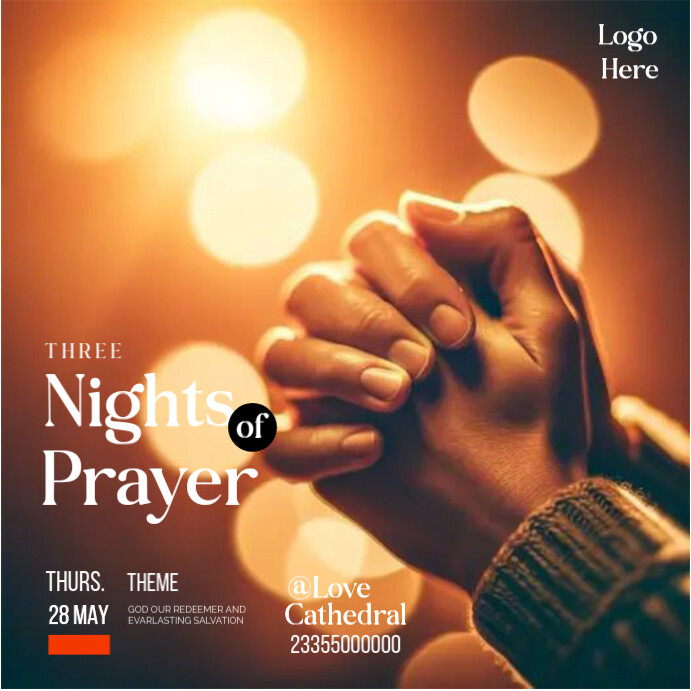 Plantilla de Brown Typographic Church Service Invitation Prayer Night ...