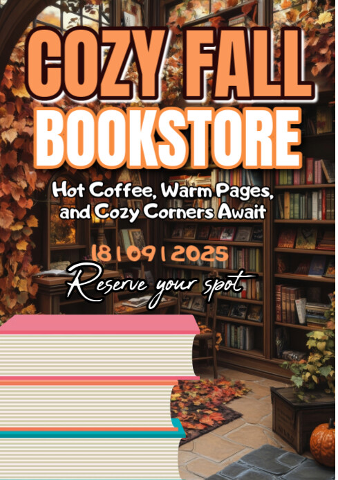 Brown Typographic Cozy Fall Bookstore A1 Template | PosterMyWall