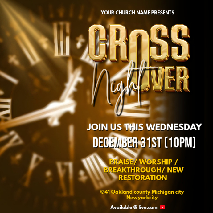 Copy of Brown Typographic Cross Over Night Service Instagram Post ...