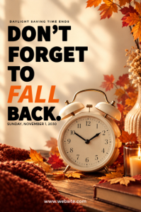 Marron Daylight Saving Time Change Reminder 海报 Template