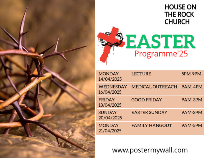 Copy of Brown Typographic Easter Program Schedule Flyer (us Letter ...