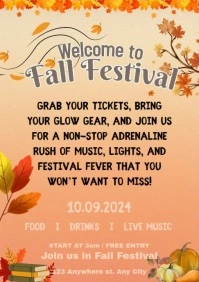 Brown Typographic Fall Festival Celebration Template A5