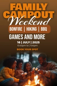 Brown Typographic Family Campout Weekend Poster template