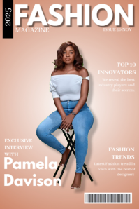 Brown Typographic Fashion Magazine Cover  Poster template