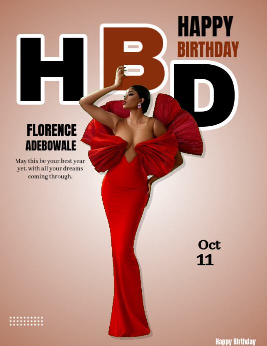 Brown Typographic Happy Birthday Templates  Flyer (us Letter)