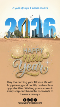 Brown Typographic Happy New Year Instagram Story Indaba yaku-Instagram template