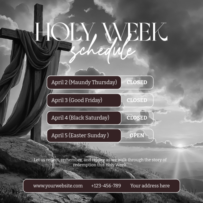 Copy of Brown Typographic Holy Week Schedule Instagram Post | PosterMyWall