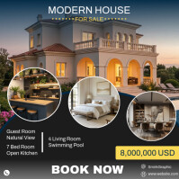 Brown Typographic House For Rent Poster Instagram Post template