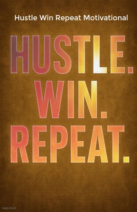 Brown Typographic Hustle Win Repeat Motivational Tabloid template