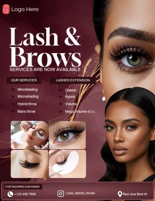 Copy of Brown Typographic Lash & Brow Salon Flyer (us Letter ...